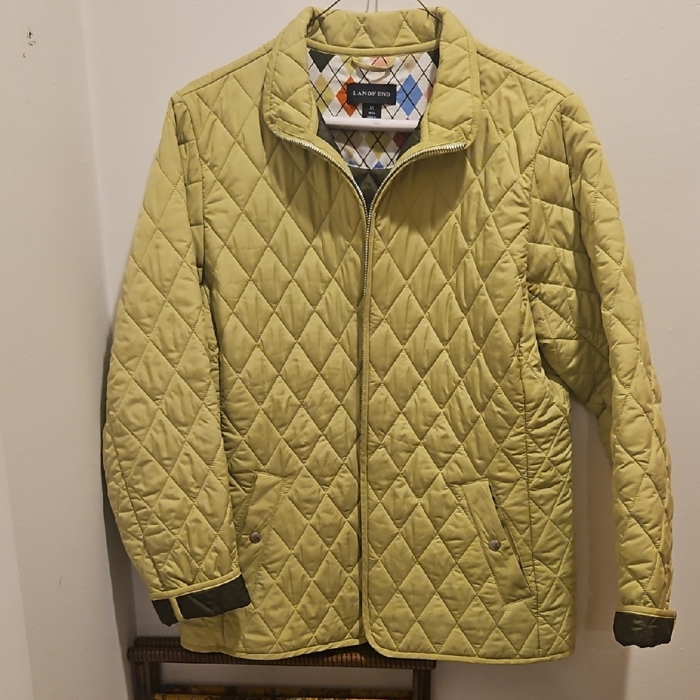Lands' End Women's Quilted Utility Jacket in Light Olive